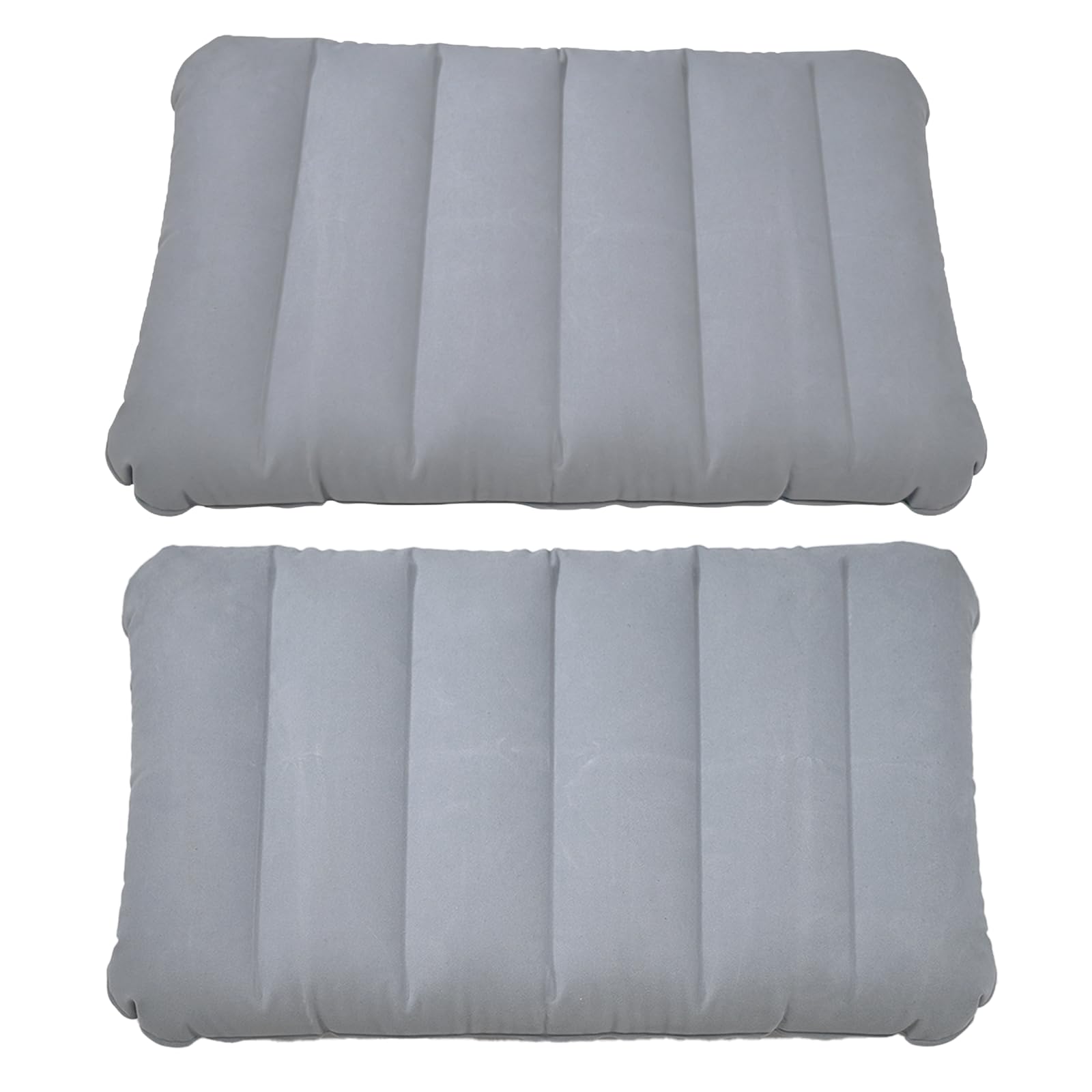 LiXiongBao Paquete de 2 almohadas inflables ultraligeras de color gris para senderismo, camping, viajes, siesta, escritorio, soporte lumbar y cuello