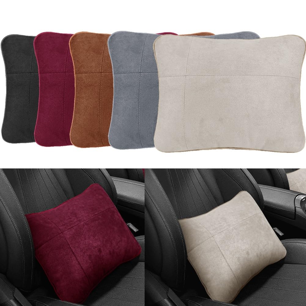 Coussin de soutien lombaire et cervical S pour voiture - Dossier toutes saisons en tissu daim - 27 x 23 x 10 cm
