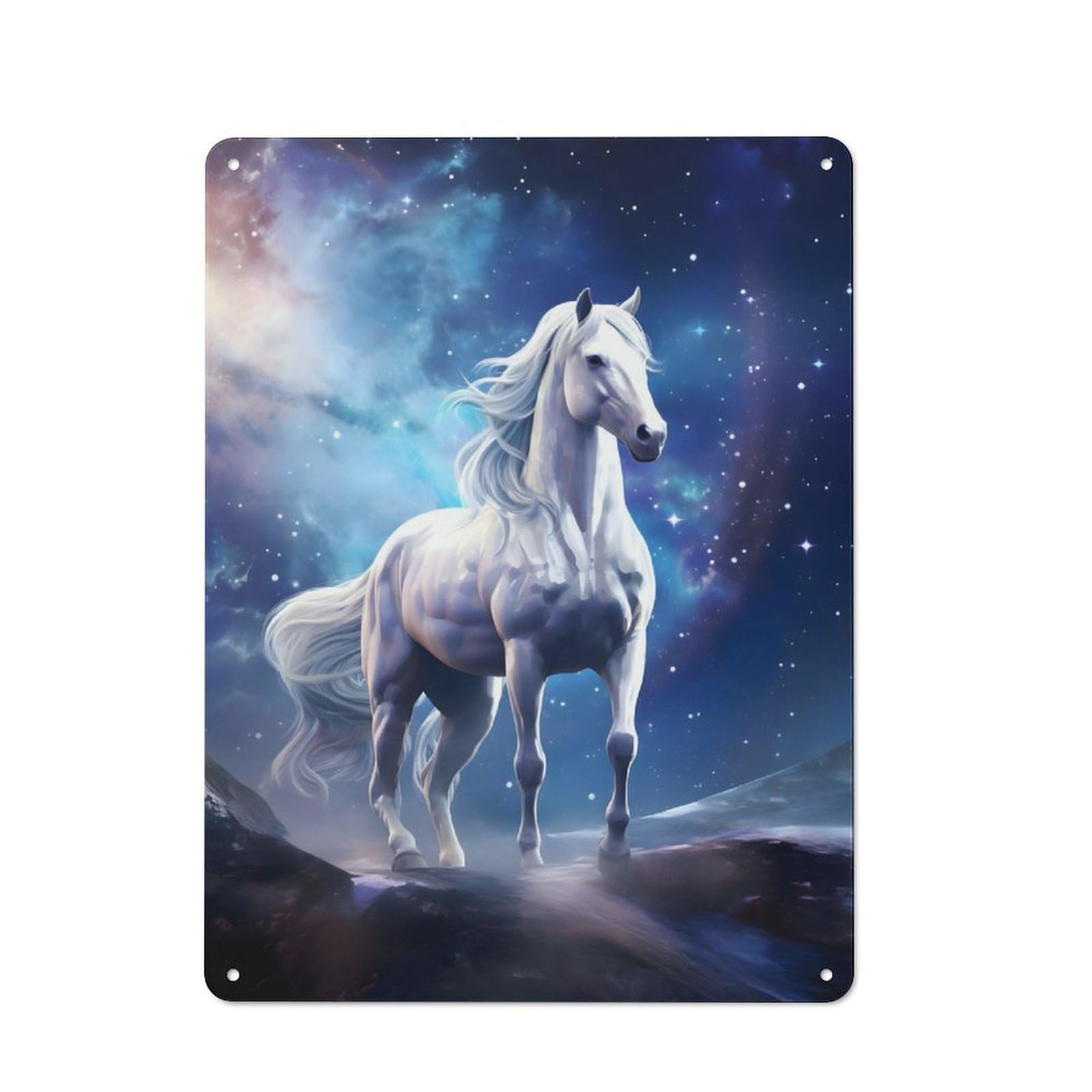 Junmoney Space Horse Metal Sign 40X30cm With For Workshop Wall, Rustic Decor, For Garage, Workshop And Man Cave Decoration