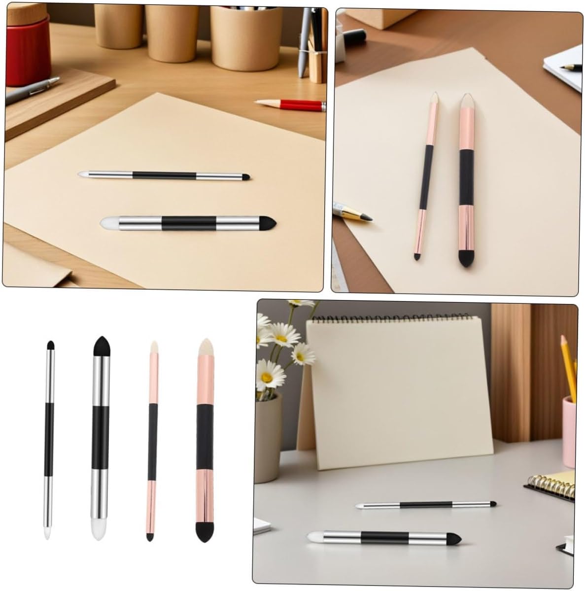 12pcs Artist Blending Sponge Pen Dual-Headed Sketching Detail Correcting Tool Washable Rubbing Sponge for Professional Art Supplies School Students