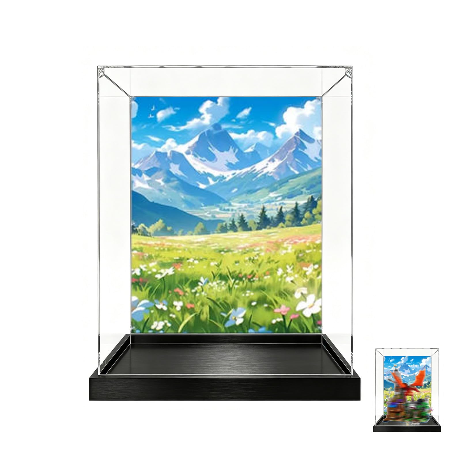 Acrylic Display Case Compatible with Lego 21348 Dungeons & Dragons Model, Dustproof Transparent Storage Box, Compatible with Lego 21348 (Model Not Included) (Background-1)