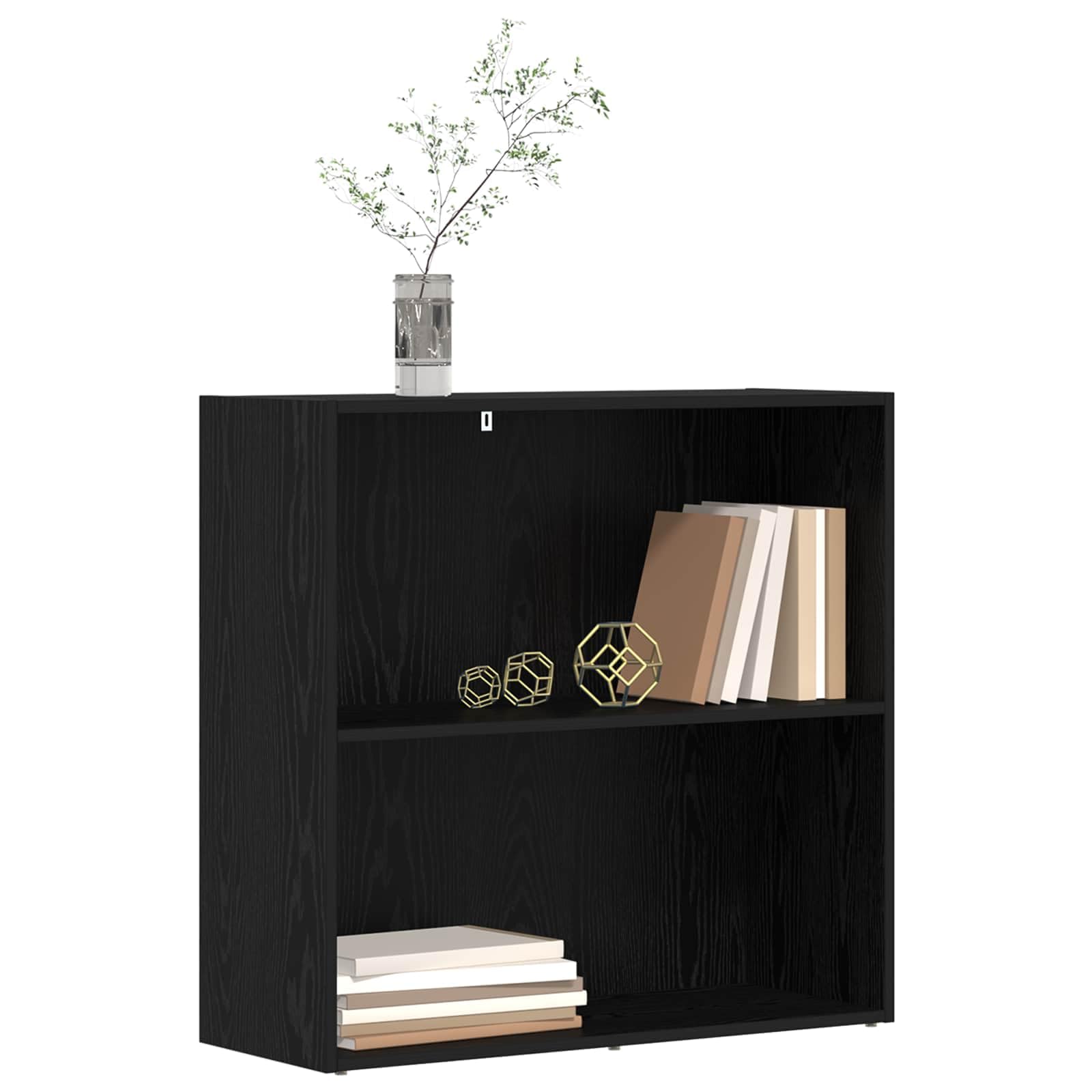 Libreria nera effetto rovere, 80 x 30 x 76,5 cm