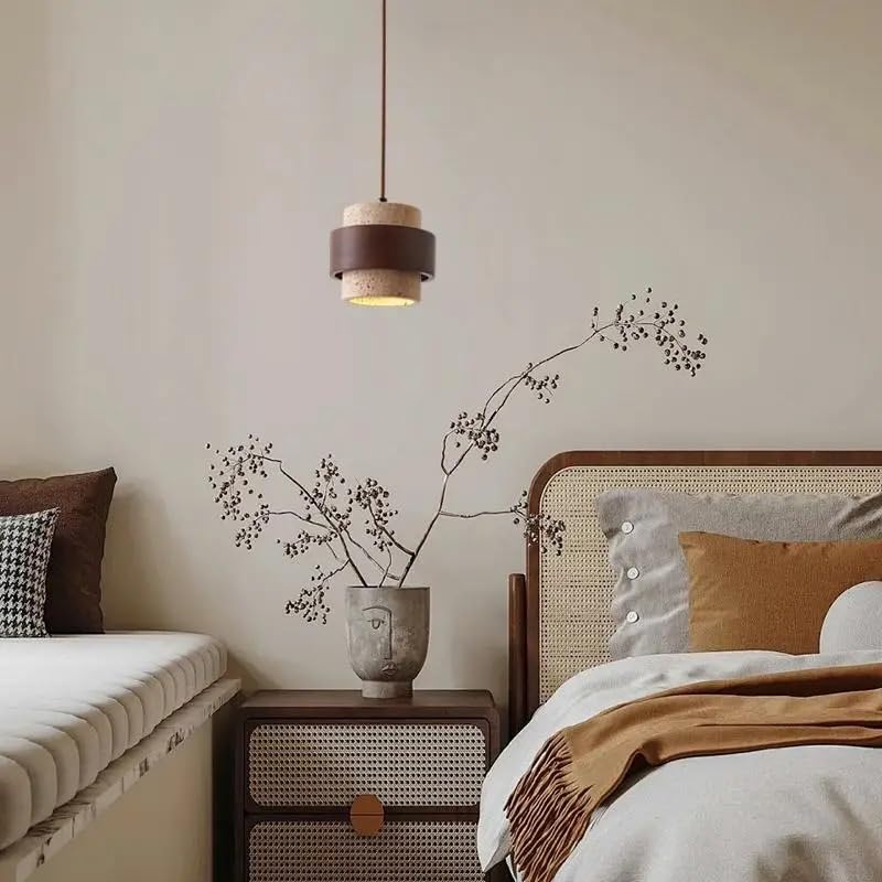 Suspension pierre de bois luminaire design pour chambre et salon chic