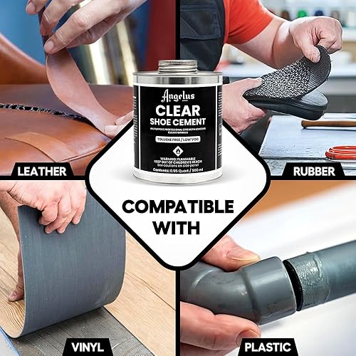 Miniatura 4 de Angelus Pegamento de cemento transparente multiusos para zapatos, botas, madera, encuadernación, cuero, caucho, 32 onzas, fuerza profesional