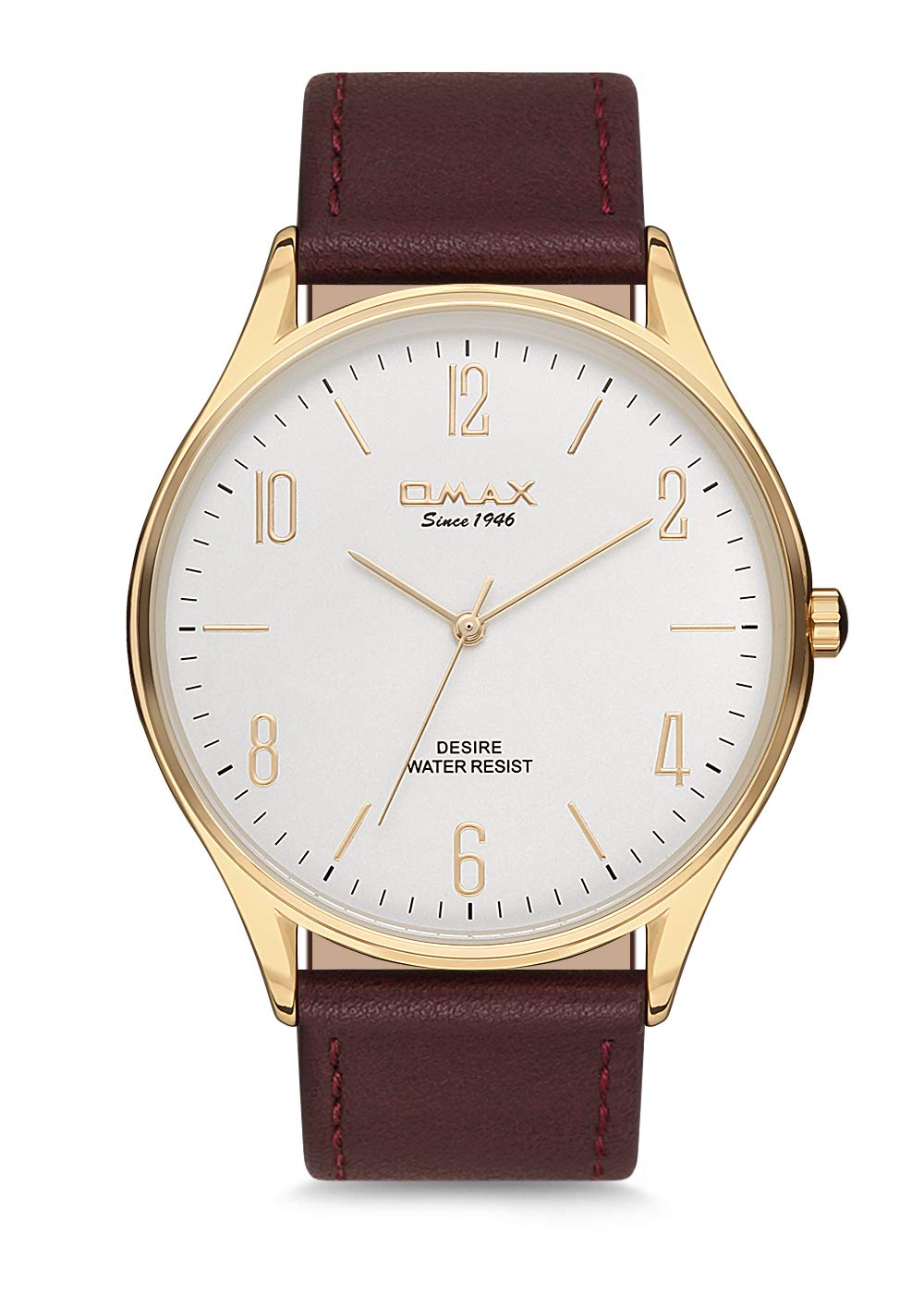 OMAX White Dial Slim Case Mens Watch with Brown Genuine Leather Strap - DX25G35A (B07M73GGYB) Amazon Price History, Amazon Price Tracker