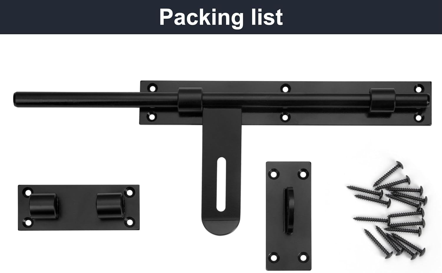 Slide Bolt Gate Latch, 17in, Thickened for Large Wooden/Metal Gates, Face Mount, Weld/Screws on Gate Left/Right Side, Fence Gate Latch, Barn Door Lock, Rustic Gate Lock Hardware(Patent Pending)