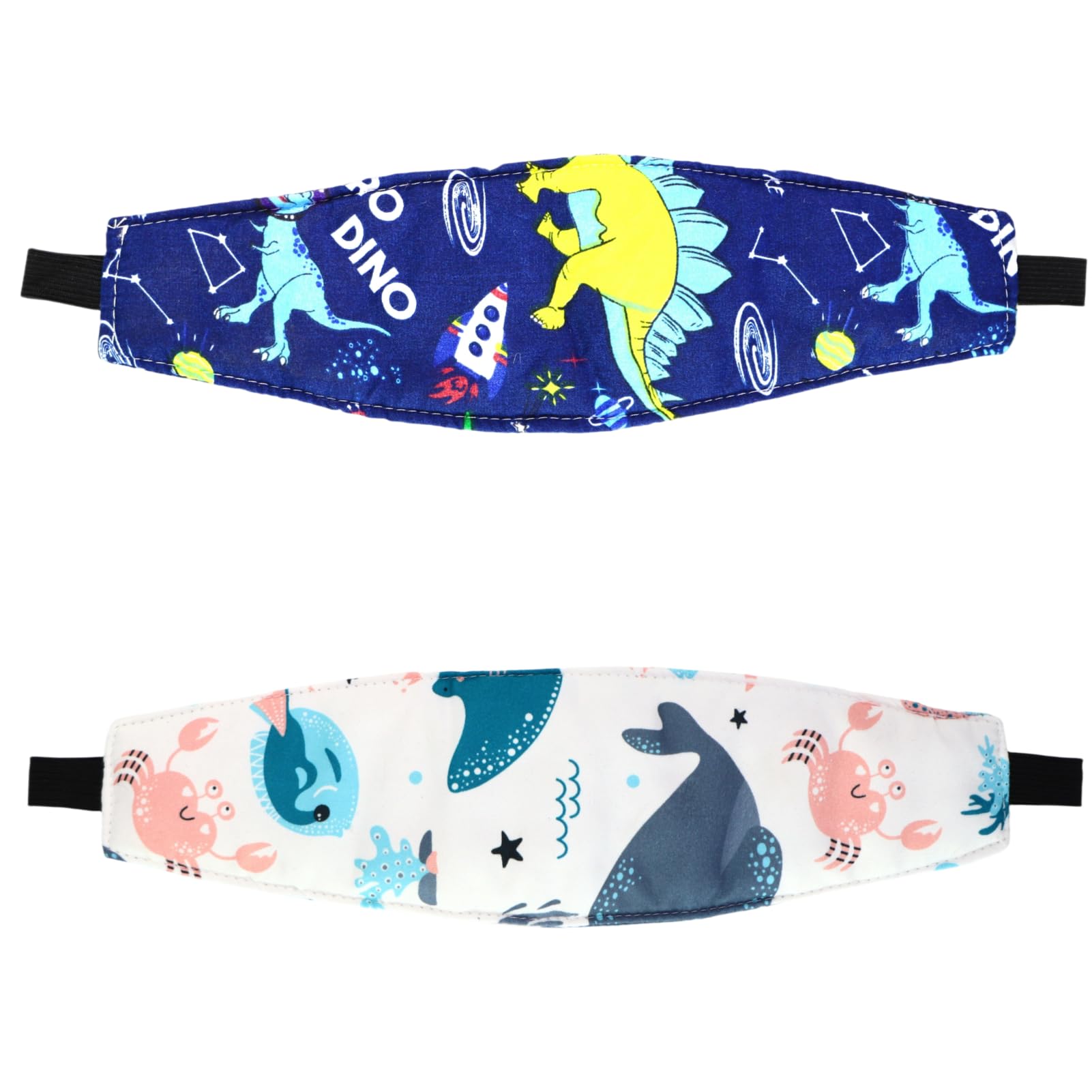 2 Stück Kinder Kopfstütze, weiches Kopfband für bequemes Schlafen unterwegs, verstellbare Komfortstütze für Kinderwagen und Reise, mit Stirnpolster - 1