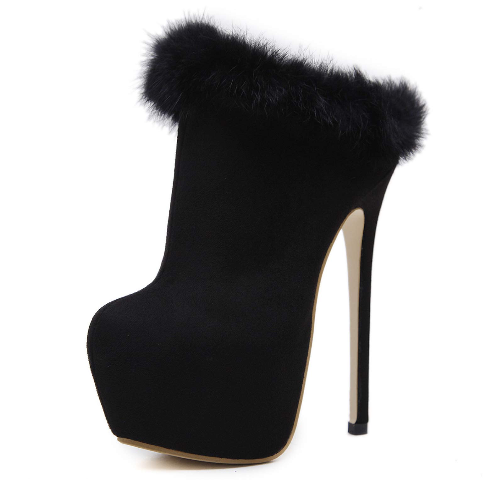 Tacchi Donna Tacchi Alti Tacco Alto Tacco A Spillo Nero con Plateau Alto Impermeabile Punta Tonda,Black-42