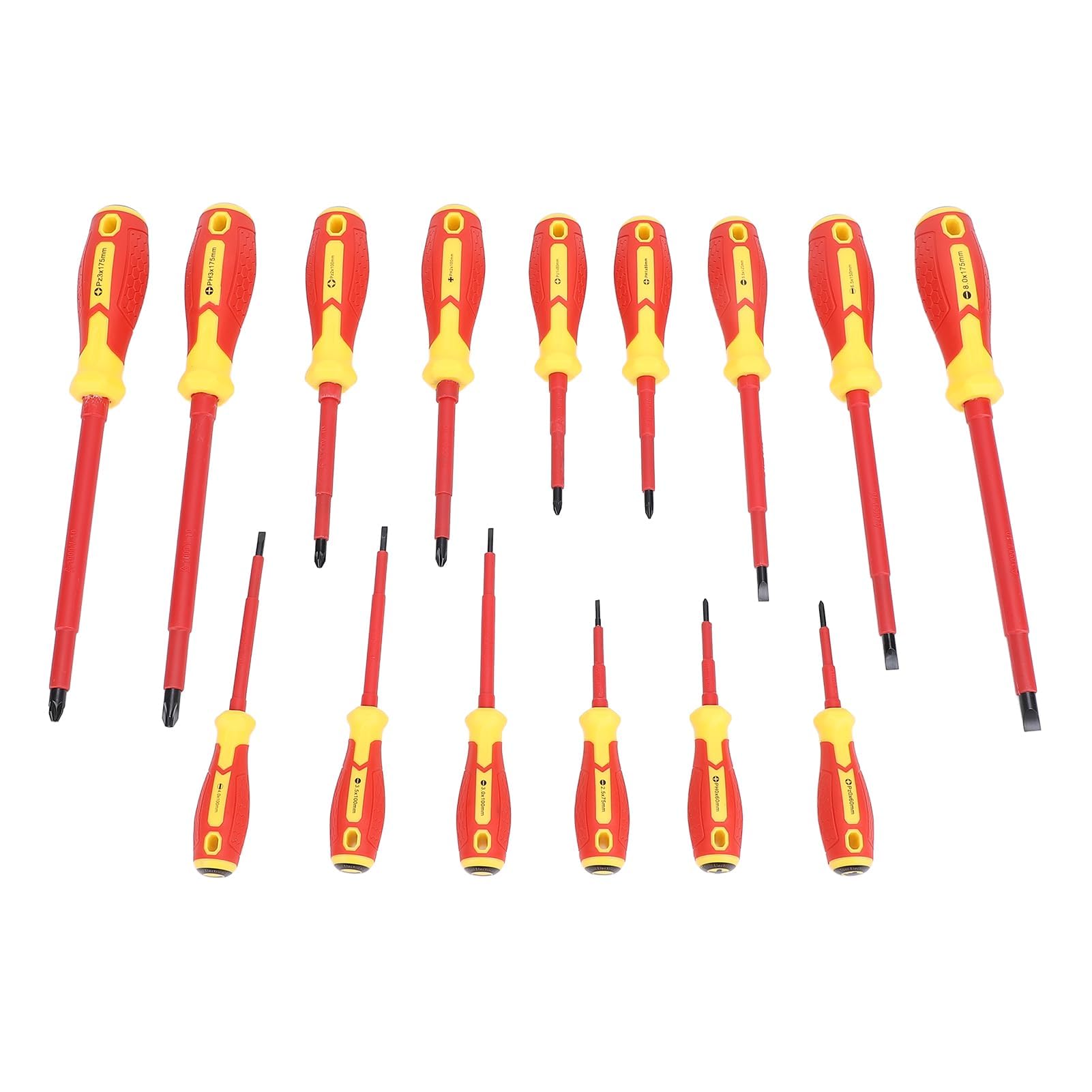 Juego de 15 destornilladores eléctricos aislados de 1000 V, kit de destornilladores eléctricos profesionales con cuchillas de cromo vanadio y agarre acolchado ergonómico para uso doméstico y vehículo