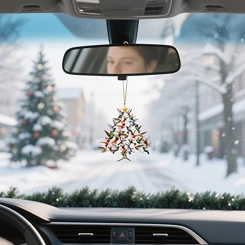 Miniatura 5 de Adorno de Navidad de Colibrí 2D de Acrílico, Adorno Apilado Nuevo de Colibrí de 2026 para Navidad, Adornos de Colibrí Apilados de Invierno Coloridos