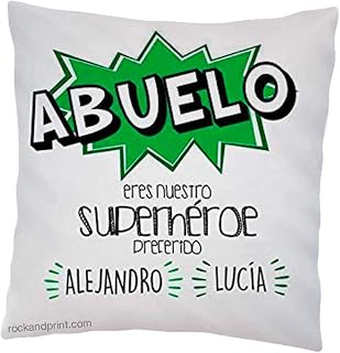 Cojín Abuelo superhéroe favorito personalizado 40x40 cm. Incluye relleno. Elige color. Regalo muy especial para día del Padre, Navidad, Cumpleaños, almohadon original