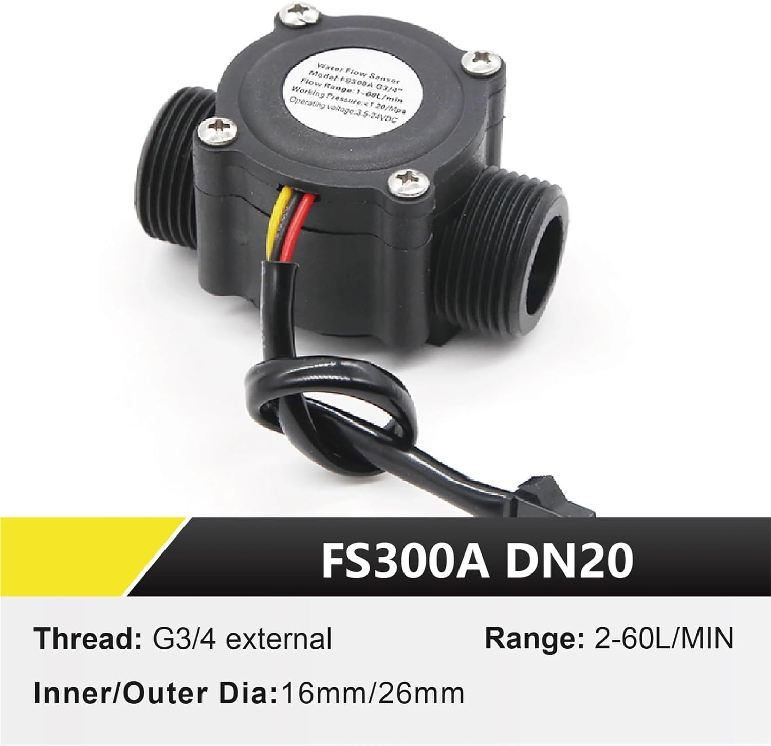 YF-S201 Flow Sensors Water Flow Sensor Effect Liquid Meter G1/2 1/2 Inch Irrigation Turbine Fluid Measurement(FS300A DN 20)
