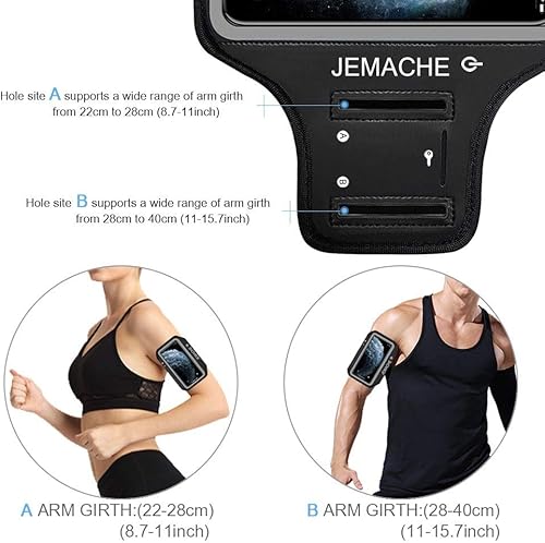 Miniatura 5 de Brazalete para iPhone 17 16 15 Pro Max con soporte para auriculares, JEMACHE Gym Running Workouts Arm Band para iPhone Air, 17 16 15 14 13 12 Pro