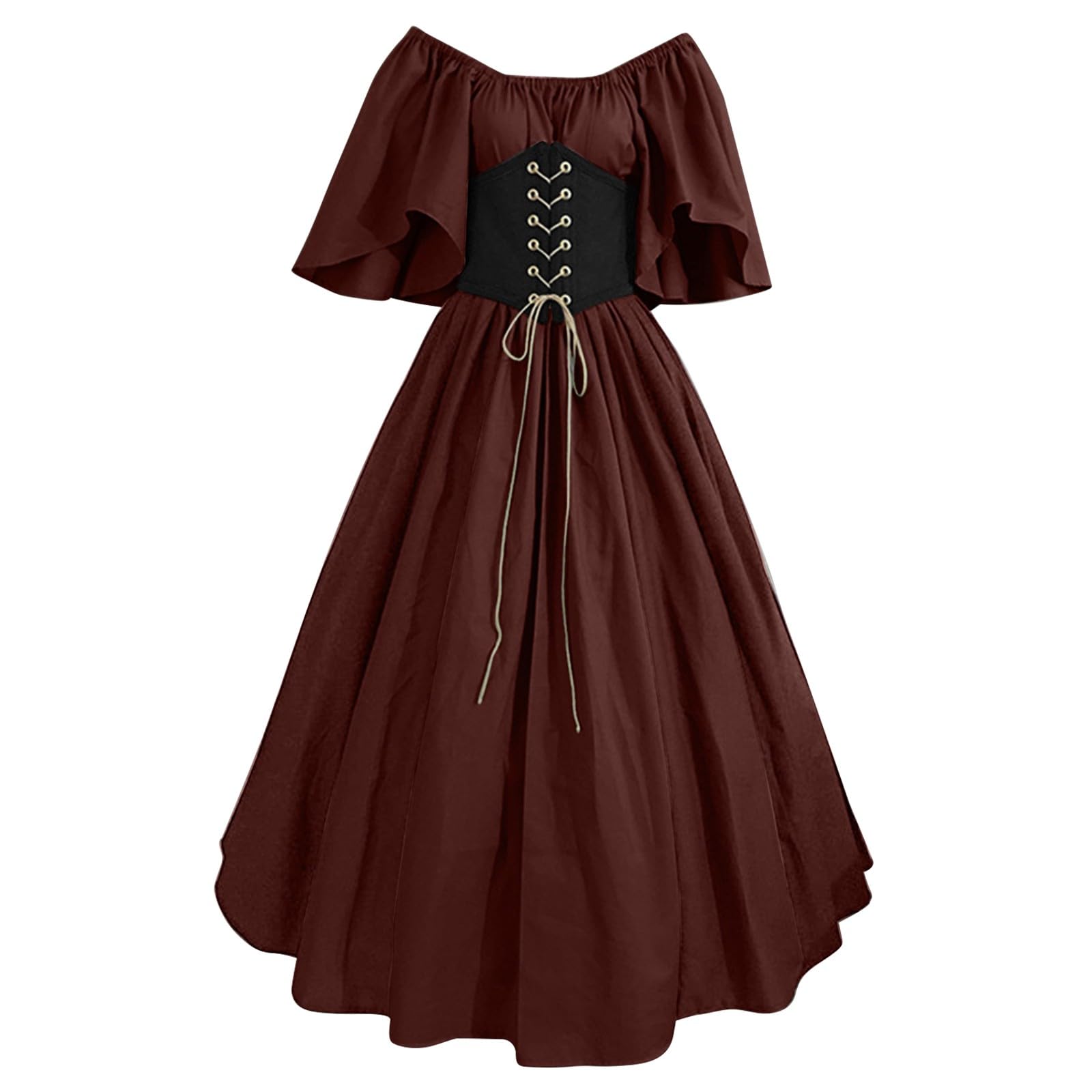 Womens Renaissance Costume Vintage Elegant Lace up Halloween Gown Princess Dress with Corset Medieval Evening Party Prom Cocktail Swing Victorian Dresses for Ladies