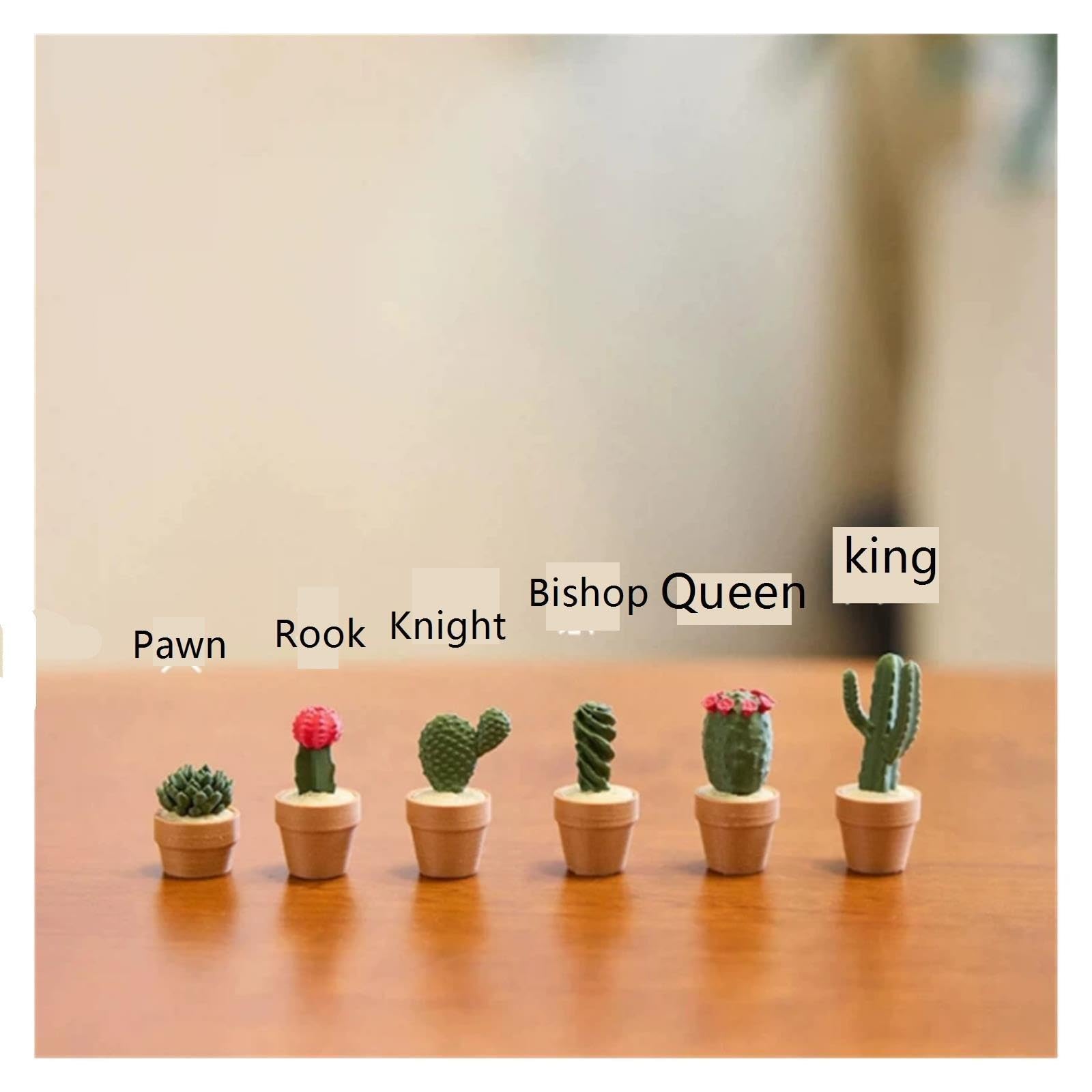 Set di scacchi internazionali a forma di cactus | Scacchiera in vaso con contenitore nascosto, gioco da tavolo strategico da tavolo decorativo