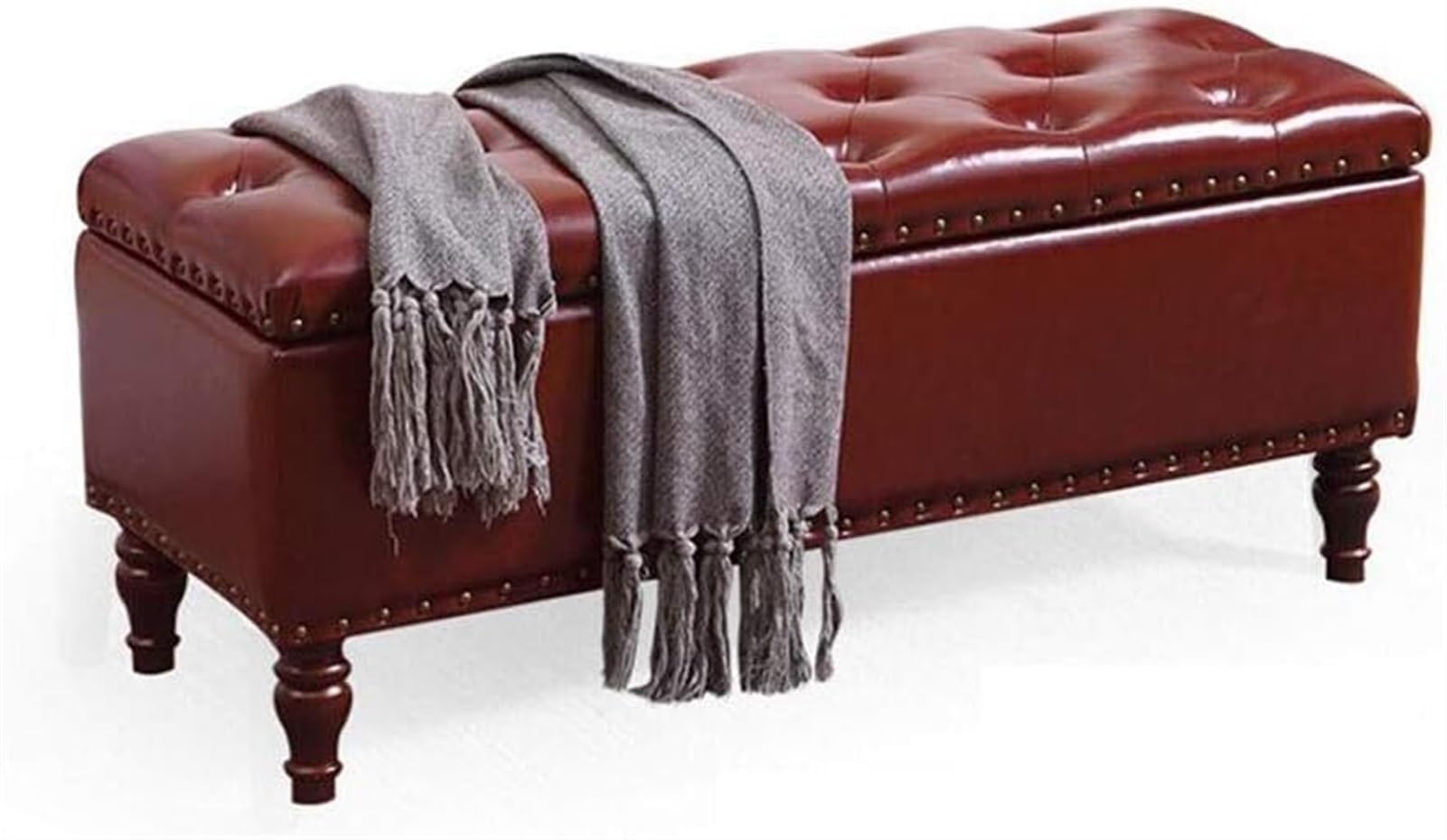 Repose-pieds ottoman pliable marron 90 cm avec coffre de rangement