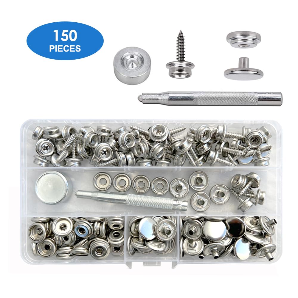 150PCS Boat Marine Canvas Fabric Snap Cover Button Socket Kits