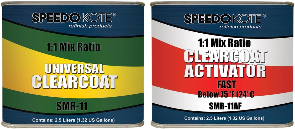 Speedokote Easy 1 to 1 mix, Hi-Gloss Clear Coat w/Fast Activator, 5 liter kit, SMR-11/11AF