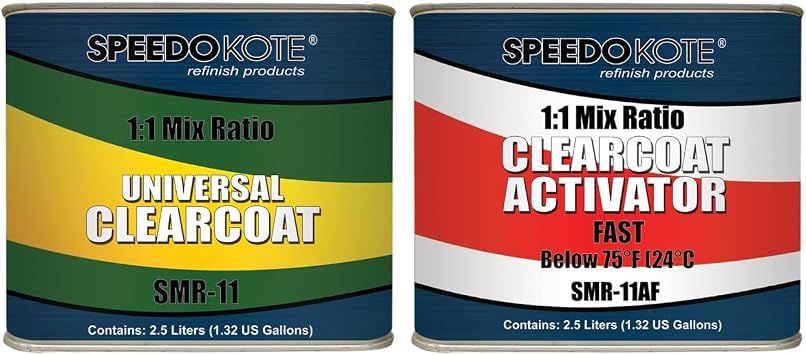 Speedokote Easy 1 to 1 mix, Hi-Gloss Clear Coat w/Fast Activator, 5 liter kit, SMR-11/11AF