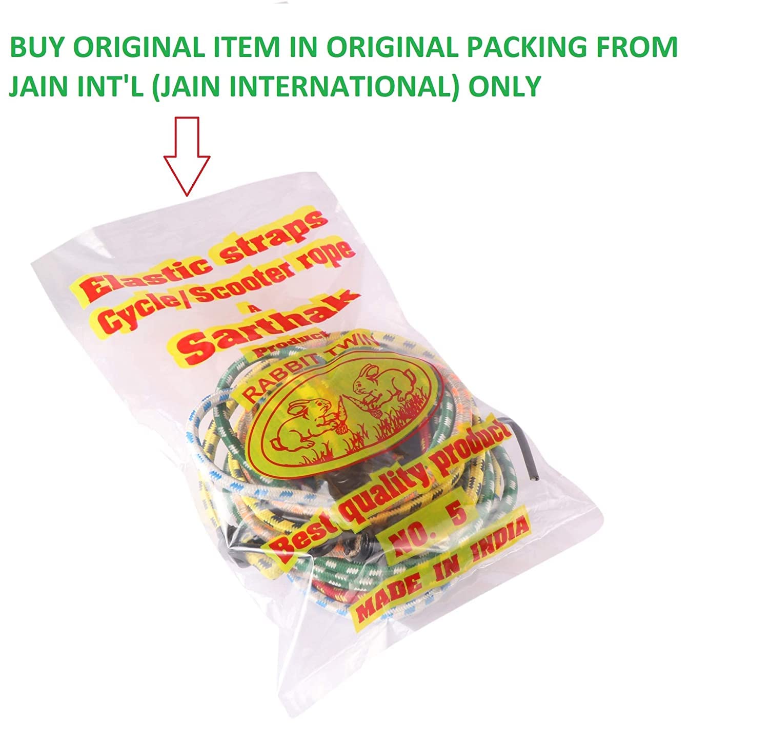 SARTHAK® High Strength Elastic Nylon and Polyester Bungee/Shock Cord Cables for Bikes, Multi Color Luggage Strap Tying Rope with Hooks (Set of 5-4FT, 5FT, 6FT, 7FT and 8ft one Each)