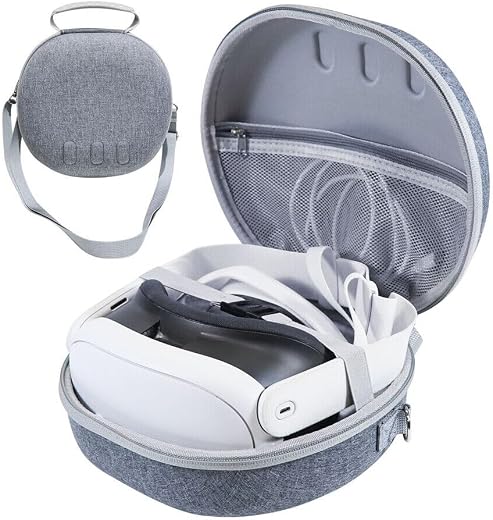 TMG Synthetic Carrying Case Compatible With Oculus Meta Quest 3 Vr Headset, Hard Travel Case With Mesh Pocket &amp; Customized...