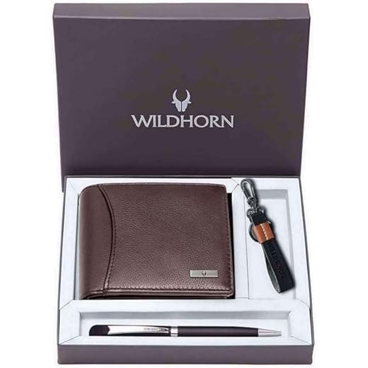 WildHorn Gift Hamper for Men - Leather Wallet & Keychain