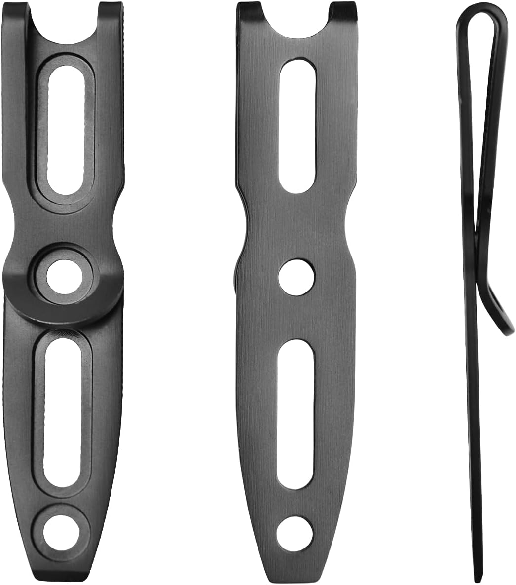 TONIFE Pocket Clip for Kydex Sheath Outdoor Knife Accessory with Multiple Hole Distances and Thickness Options (Black Titanium)
