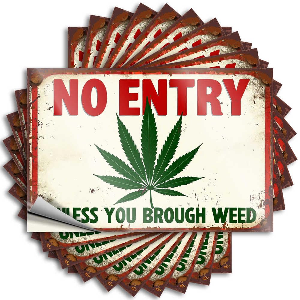 Decals Square, Inside Water No Entry: Unlock with Weed Only Sign | Fun(12X18CM)