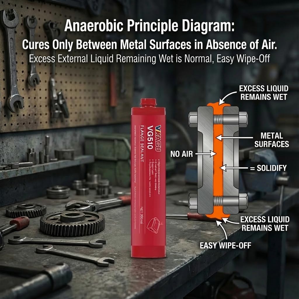 VG510 Anaerobic Flange Sealant - High Temperature Gasket Maker for Rigid Metal Machined Flanges - Chemical & Fluid Resistant - Replaces Solid Gaskets - 10.14 fl oz Cartridge