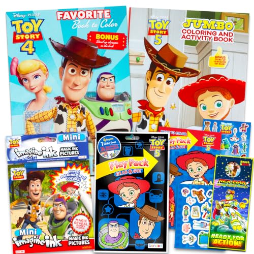Toy Story Coloring Books for Boys Girls - Bundle with 4 Pixar Coloring and Activity Books Plus Coloring Utensils and More | Toy Story Gift for Kids