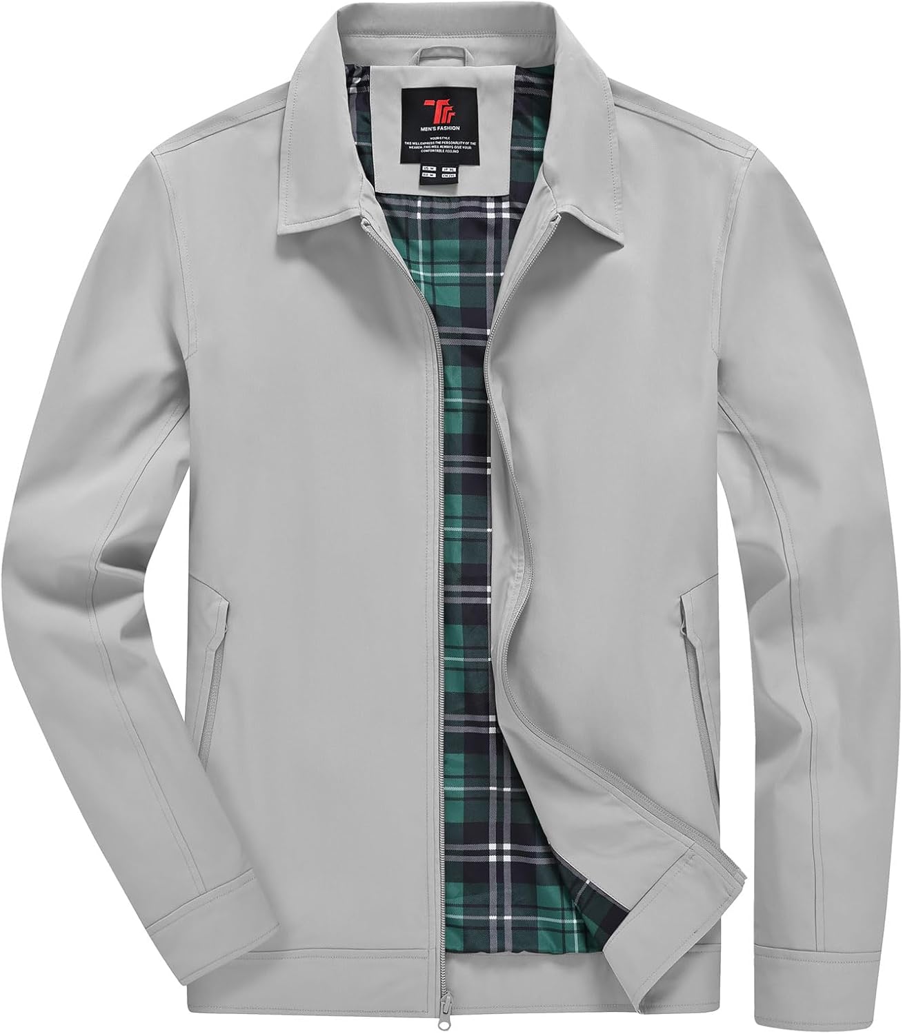 YSENTO Men's Light Jackets Lightweight Bomber Jackets Collared Work Golf Windbreakers with Zip Pockets