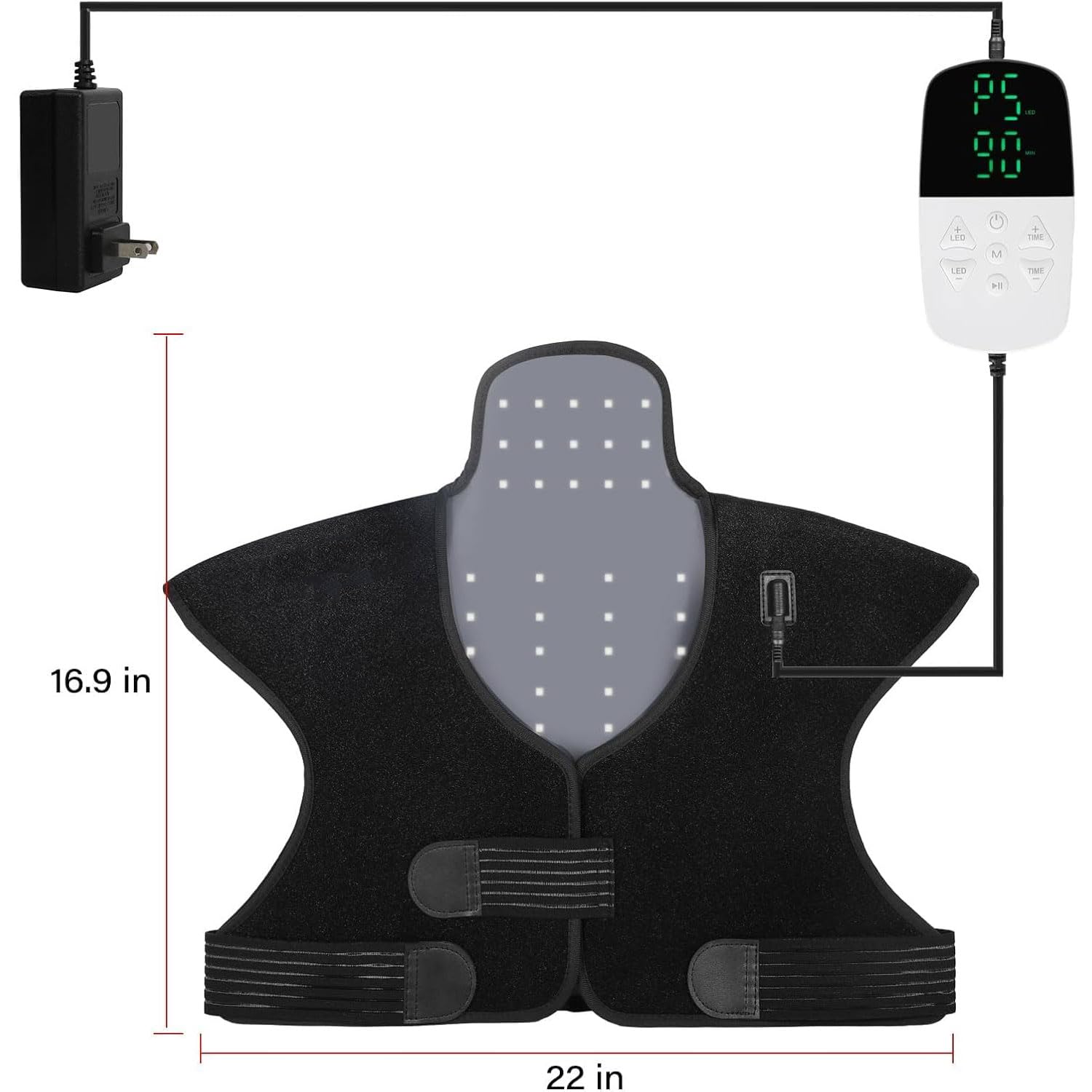 Almohadilla Térmica Luz Roja y Infrarroja para Hombros Cuello y Cervical Espalda, Terapia de Luz Roja 650 y 808 Portatil, Red Light Therapy 165 LED Lampara Infrarrojos Relaja Los Músculos