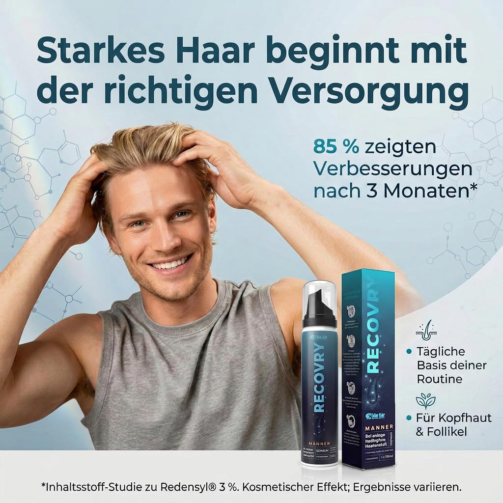 RECOVRY Haarwuchsmittel Männer mit Redensyl & Procapil - 100ml (2 Monate) Hair Loss Treatment gegen Haarausfall Mann, Geheimratsecken & DHT Blocker Haarausfall - kombinierbar mit Minoxidil