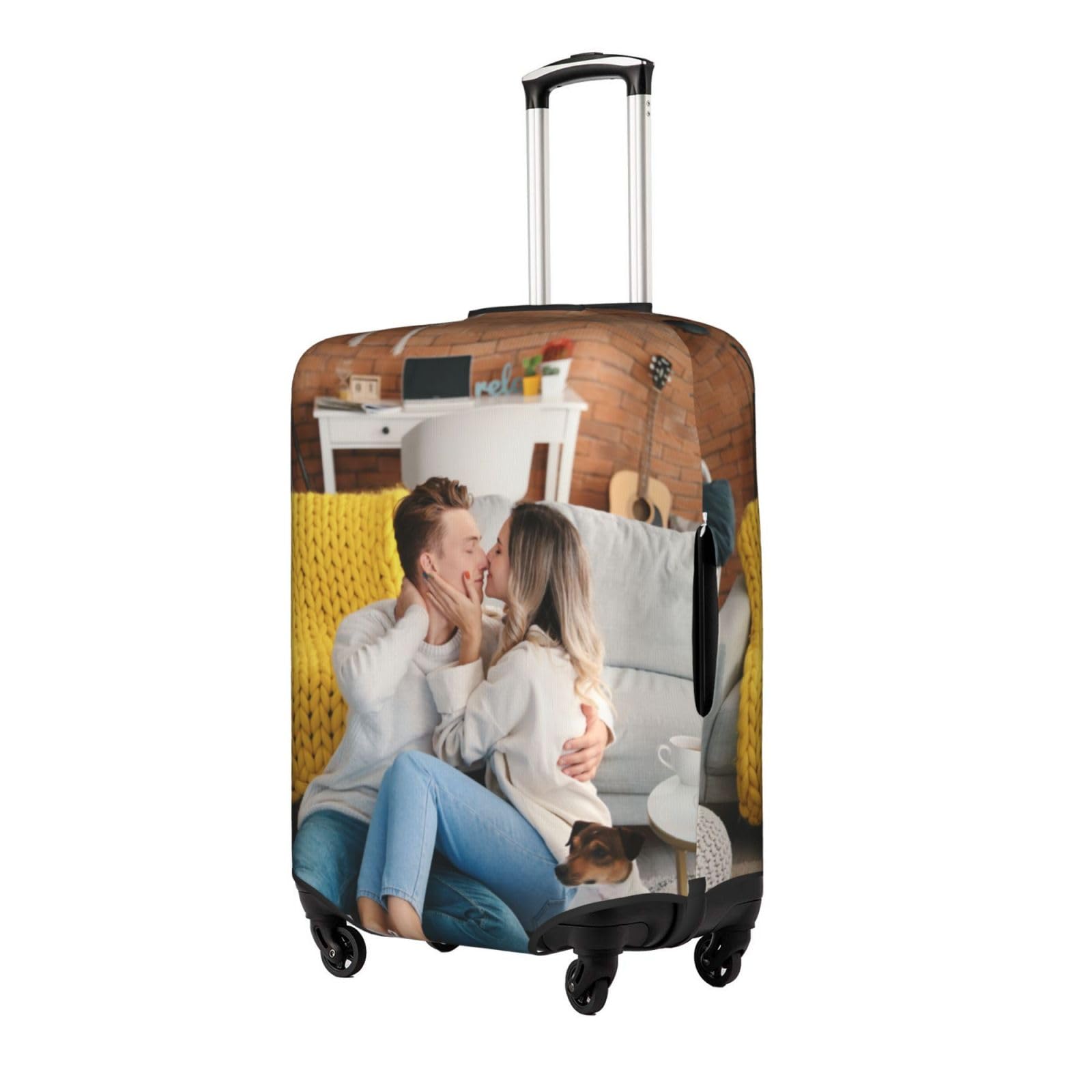 Personalisierte Kofferhülle mit Foto Text, Personalisieren Sie Ihr Gepäck mit Bild/Name/Logo, individuelles Reisezubehör für Koffer, Elastische Schutzhüllen, 18-32 Zoll