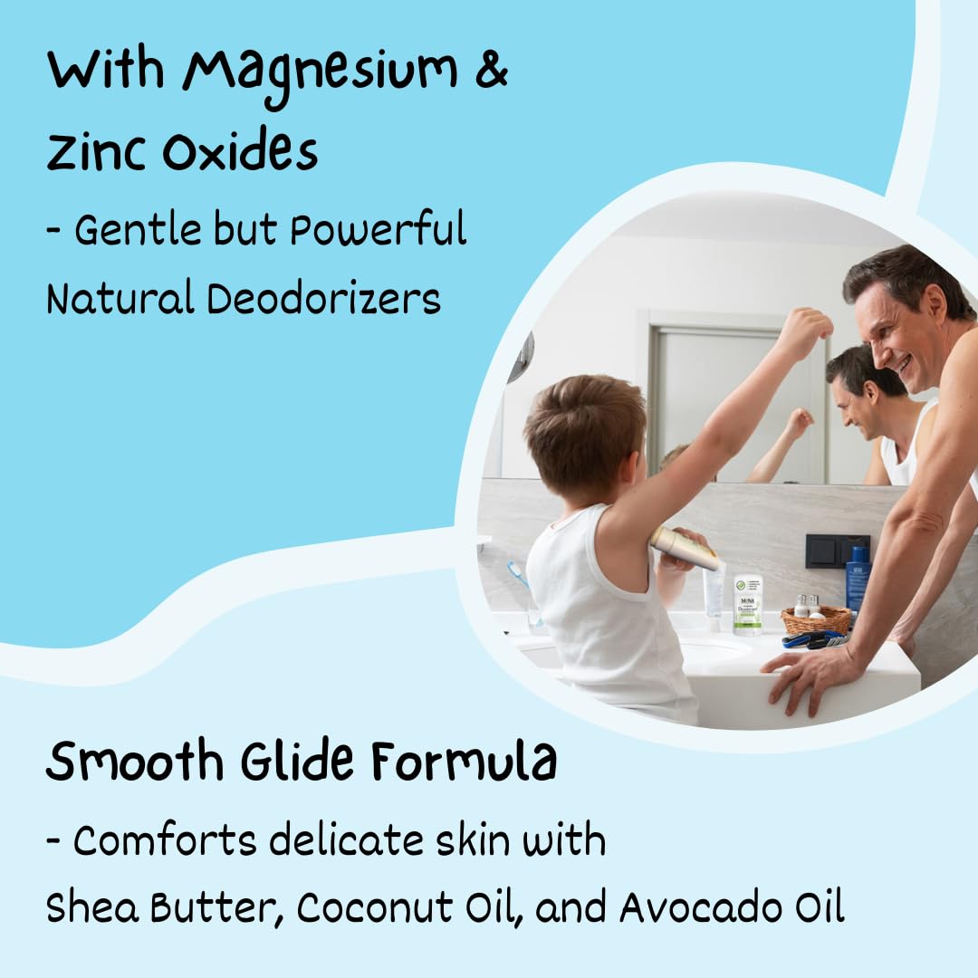 MONA Brands Unscented Natural Deodorant for Kids, Preteens & Teens, Aluminum Free, Baking Soda Free, Gentle for Sensitive Skin, Vegan Kids Deodorant Stick, 2-Pack