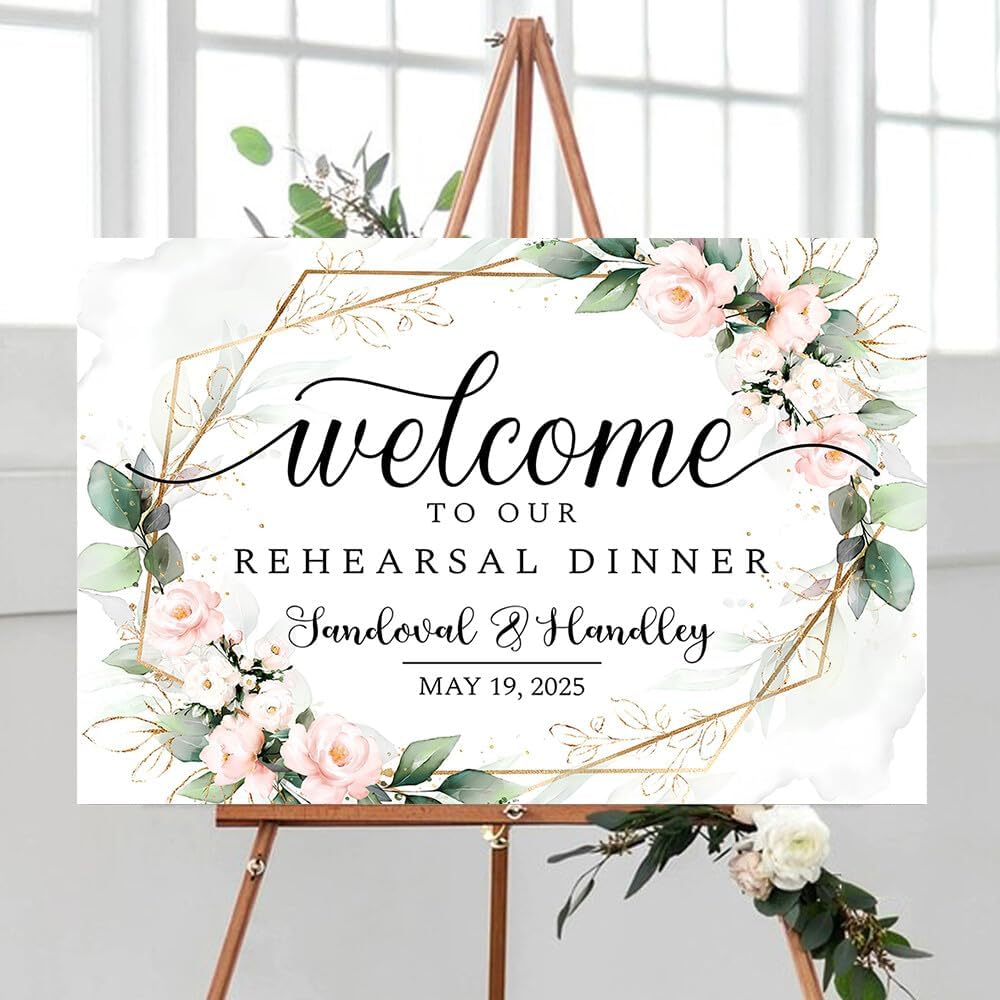 Personalized Rehearsal Dinner Yard Sign, Lawn Decoration for Wedding Rehearsal Celebration, Outdoor Welcome Board for Pre Wedding Party Entrance, Event Decor for Couple Gathering, 12x18 inch #15