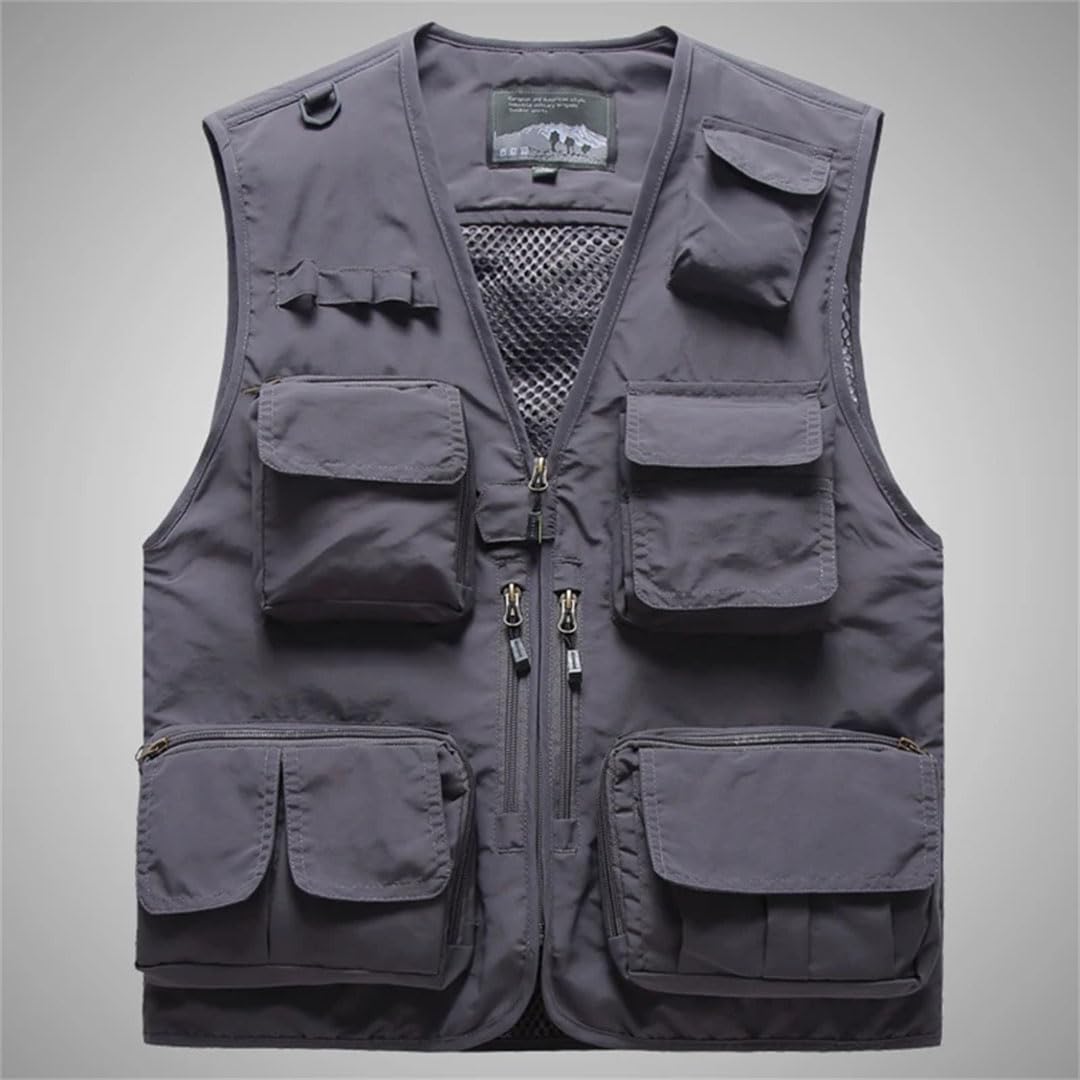 Gilet tactique US pour la randonnée et la pêche - Gilet de photographe en maille sans manches pour homme