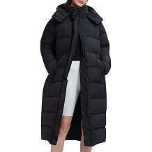 Womens 800FP Long Down Puffer Coat with Cinched Waist, Water-Resistant Winter Jacket with Removable Hood for Outdoor