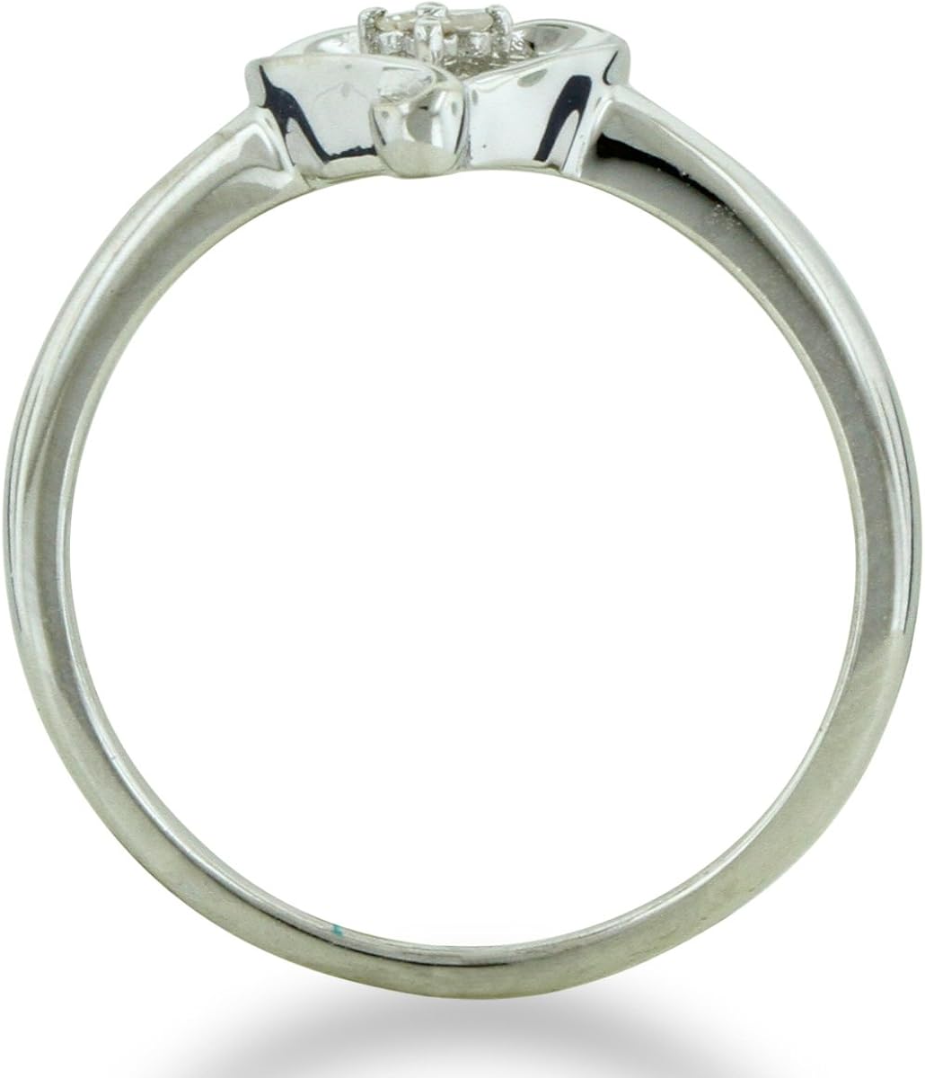 Three Stone Diamond Heart Shape Promise Ring in Sterling