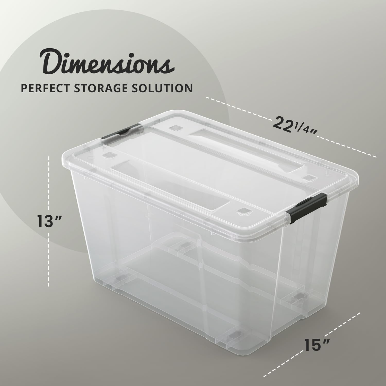 Lifetime Appliance Parts 6 PACK 54 Qt. Plastic Storage Bin Tote Organizing Container with Ultra Durable Lid & Secure Latching Buckles Stackable Extra Strength Clear w/Black Handle - Image 2