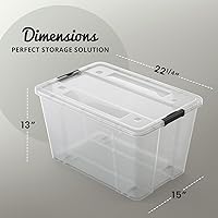 Vista 2 de Lifetime Appliance Parts 6 PACK 54 Qt. Plastic Storage Bin Tote Organizing Container with Ultra Durable Lid & Secure Latching Buckles Stackable