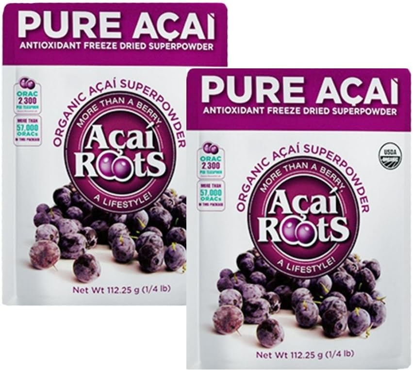 Pure All ACAI USDA Organic Super Powder 100% Vegan Sugar Gluten and Dairy Free (0.5 lbs (227 g))