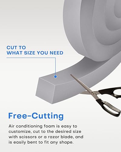 Miniatura 5 de Paquete de 3 cintas de espuma para aire acondicionado con adhesivo, 1 x 1 x 6.5 pies, kit de sellado de ventana de CA de alta resistencia,