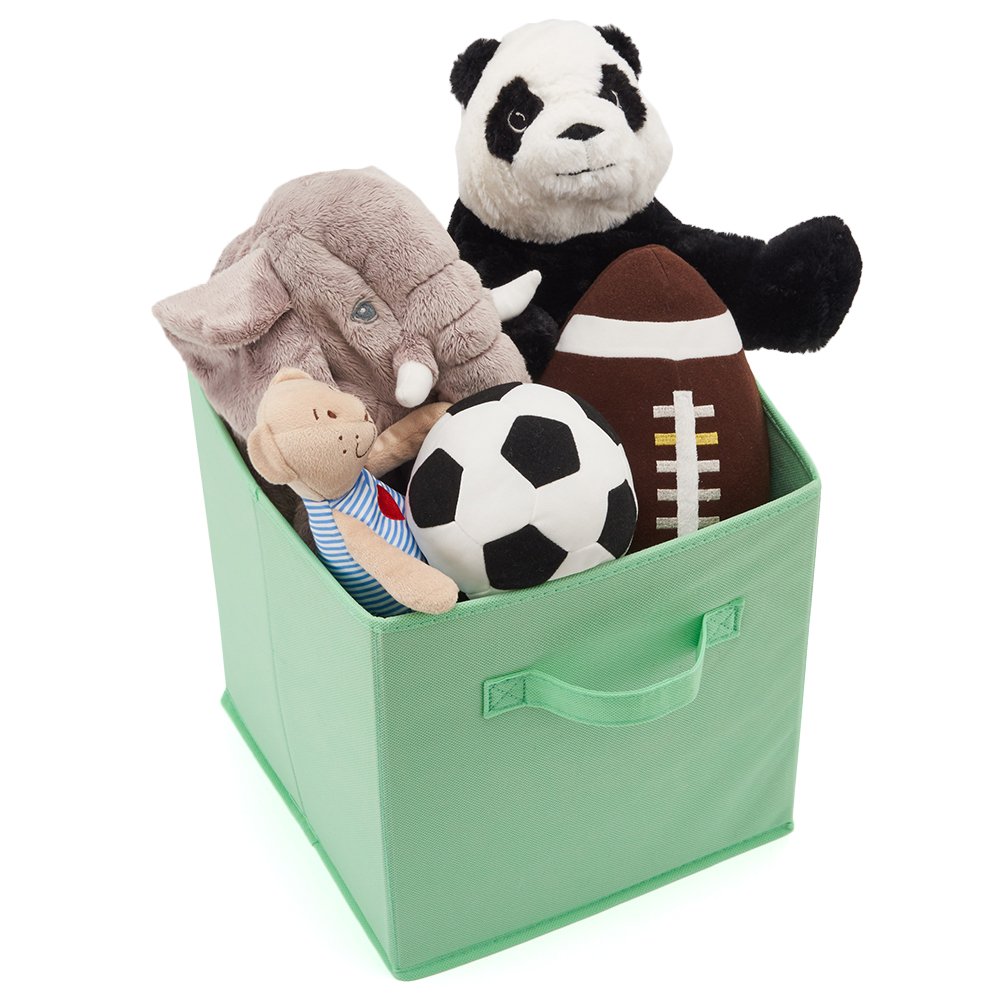 EZOWare Boîtes de Rangement Ouvertes en Textile Non-Tissé, Cube, Carré, Pliable, Tiroir en Tissu, Pack de 4, pour Linge, Jouets, Vêtement, Disques DVD etc. (Couleur assortie) 26.7 x 26.7 x 28 cm