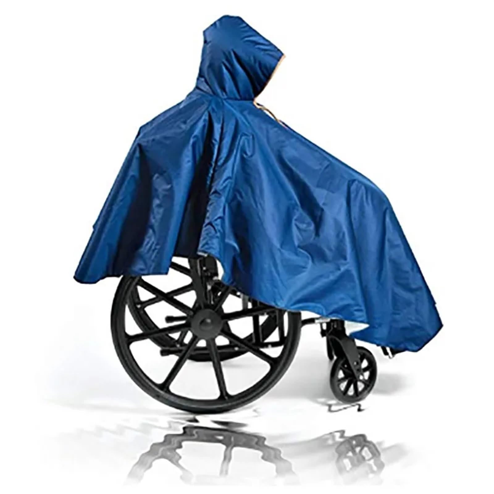 Ameeda Blue Wheelchair Rain Cape Wheelchair Poncho Adult Elderly Seniors Wheelchair Cape Heavy Duty Reusable Full Waterproof Coverage Zip Front Hood