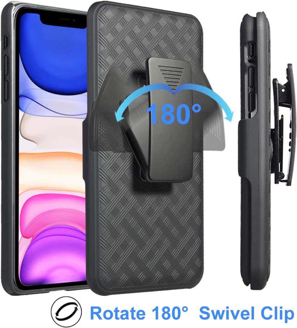 Ailiber Compatible with iPhone 11 with Screen Protector, iPhone11 Belt Clip Holster, Kickstand Holder Rugged Full Body Shockproof Armor 2in1 Slim Protective Cover for iPhone 11 6.1 inch - Black - Image 5