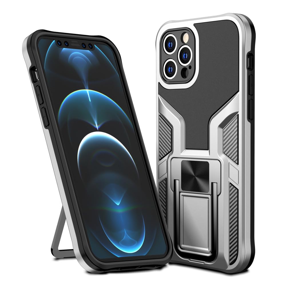 Coque antichoc pour iPhone 12 Pro Max ENILSA argent avec son support en métal - 8