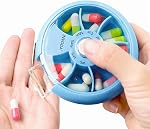 INVODA Weekly Pill Organizer 7 Compartment Rotating Pill Box for Daily Medication & Vitamins - Portable Travel Pill Case Fish Oil Supplements Vitamins Organizer (4PCS)