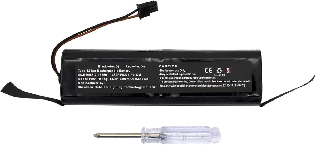 Upgraded 6400mAh 14.4V 92.16Wh Battery - Compatible with Eufy RoboVac X8 Series Robot Vacuum Part Number PA61