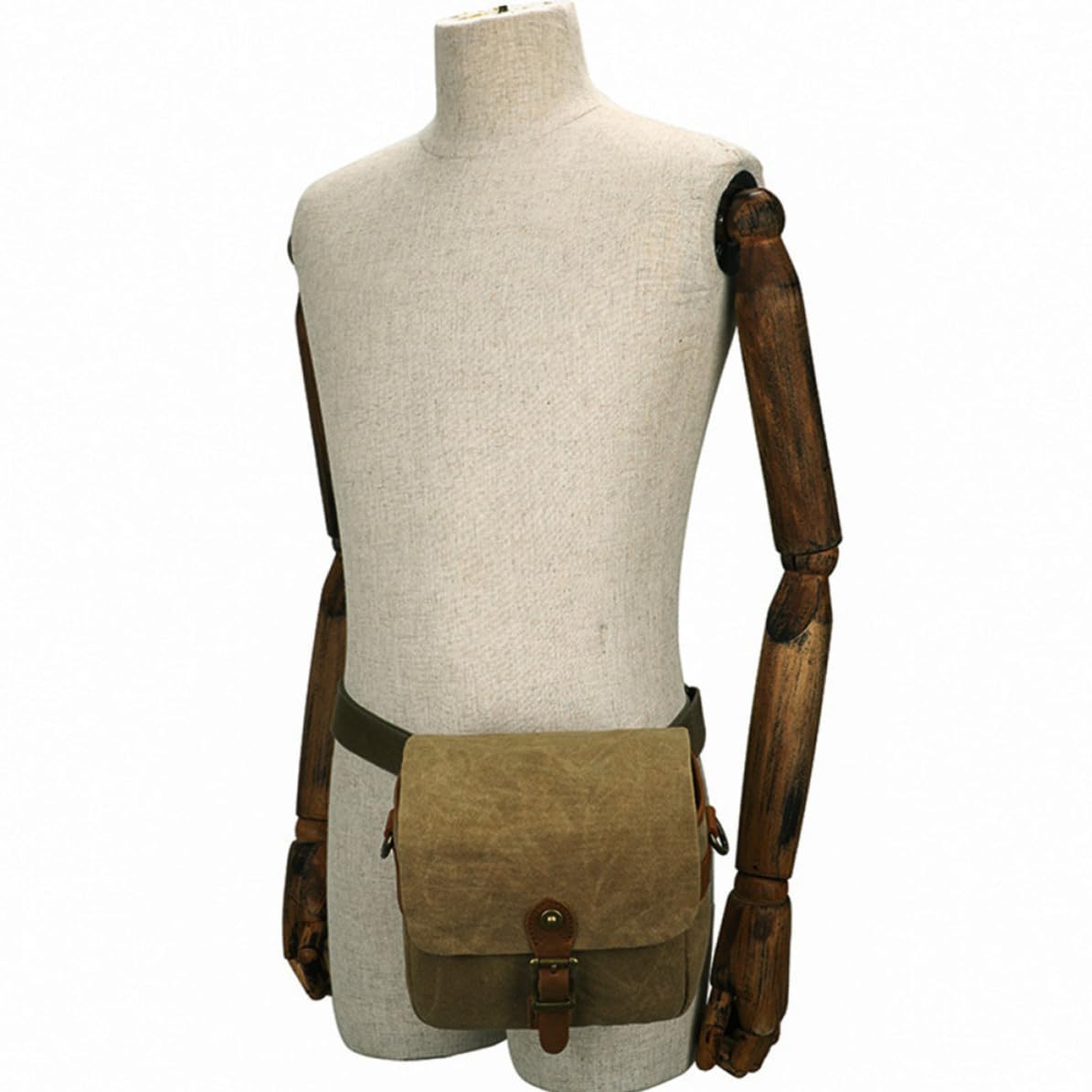 Bolsa para Cámara de Lona Caqui, Ligera y Portátil Cordón | Protección para Equipo Fotográfico, Formato de Viaje, Estilo Bandolera Asa Ajustable